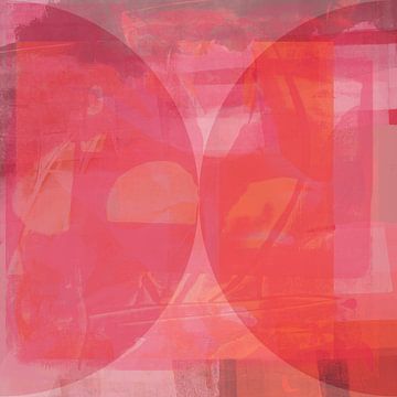 Moderne abstracte vormen in warm roze en oranje van Dina Dankers