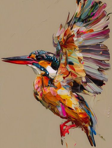 Ausdrucksstarkes Gemälde eines Eisvogels im Flug