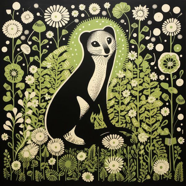 Whimsy Folk Nacht Garten Frettchen von Aloke Design