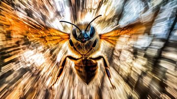 Flying honeybee by Frank Heinz