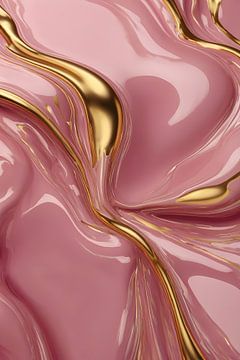 Abstract Pink Gold Flowing Luxe sur De Muurdecoratie