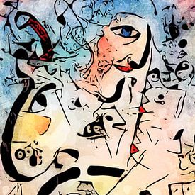 Miro trifft auf Chagall (Le profil et l'enfant rouge) von zam art