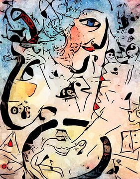 Miro ontmoet Chagall (Le profil et l'enfant rouge) van zam art