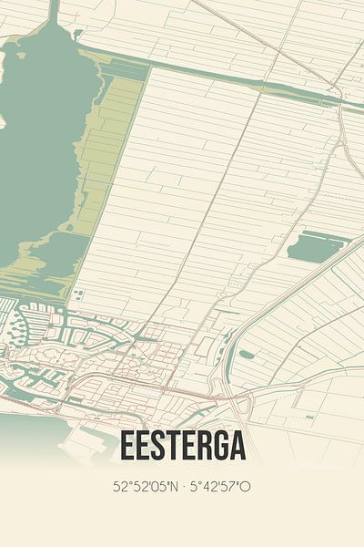 Carte ancienne d'Eesterga (Fryslan) par Affiches de lieux