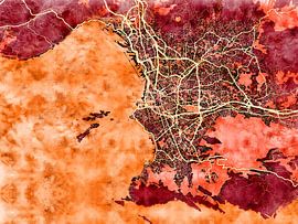 Map of Marseille with the style 'Amber Autumn' by Maporia