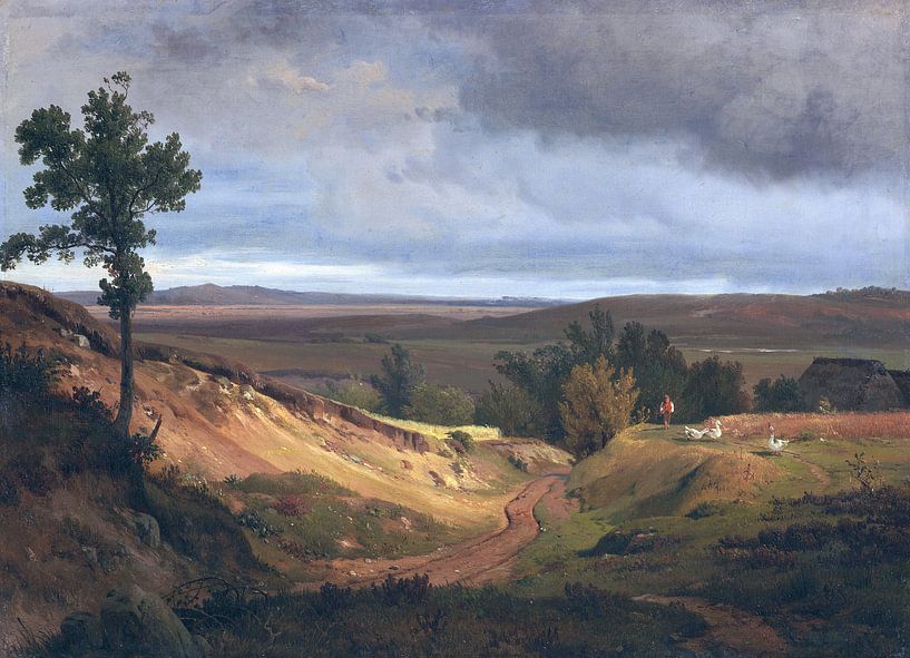 Heidelandschaft bei Silkeborg in Jütland, Dänemark, LOUIS GURLITT, Um 1840 von Atelier Liesjes