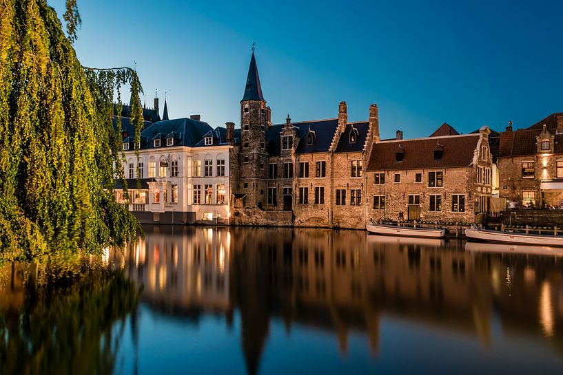 The canal during sunset at the Rozenhoedkaai, Bruges, Belgium, J by Werner Lerooy