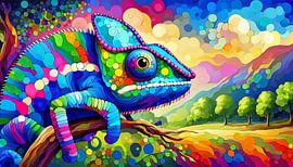 - Pop Art Chameleon with Abstract Background by Digital Picture Art