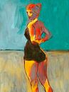 Peinture moderne d'une femme en maillot de bain. par Hella Maas Aperçu