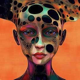 Portrait de femme avec coiffe sur Ton Kuijpers