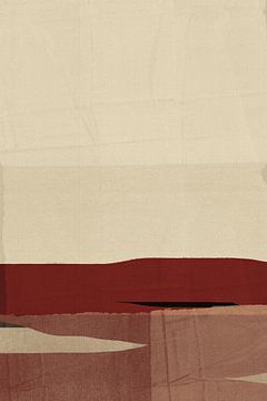 Japandi. Minimalistisch abstract landschap in oorlogsbruin en wit van Abstract Minimalist Art