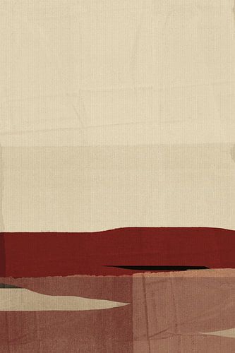 Japandi. Minimalistisch abstract landschap in oorlogsbruin en wit