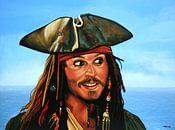 Johnny Depp als Jack Sparrow Schilderij van Paul Meijering thumbnail