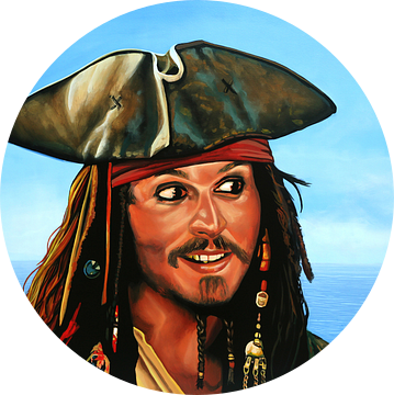 Johnny Depp als Jack Sparrow Schilderij van Paul Meijering
