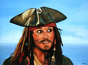 Johnny Depp als Jack Sparrow Gemälde von Paul Meijering