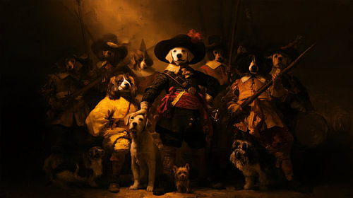 De Nachtwacht met honden panorama