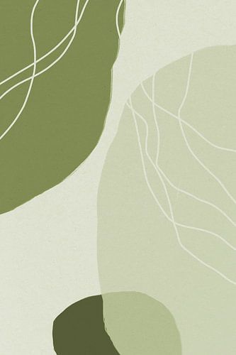 Moderne abstracte minimalistische vormen in saliegroen grijs en wit VIII