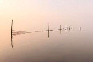 minimalistisches ijsselmeer mit Fangstangen