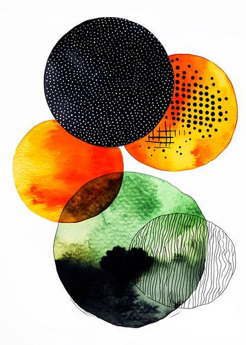 Abstractie modern schilderij vormen en kleuren