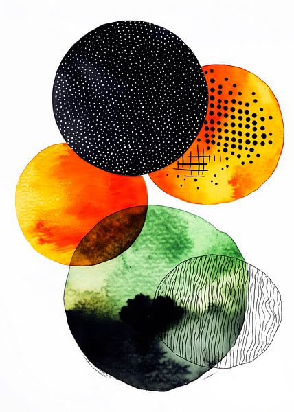 Abstractie modern schilderij vormen en kleuren van JBJart Justyna Jaszke
