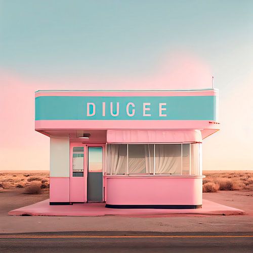 Abandoned Pink Restaurant in Summer