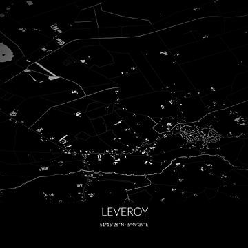 Schwarz-weiße Karte von Leveroy, Limburg. von Rezona