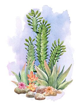 Cactus en vetplant van Printed Artings