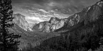 Yosemite NP - zwart en wit uitzicht over de vallei