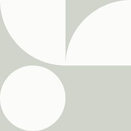 Modern abstract geometric art in sage green and off white no. 4 by Dina Dankers