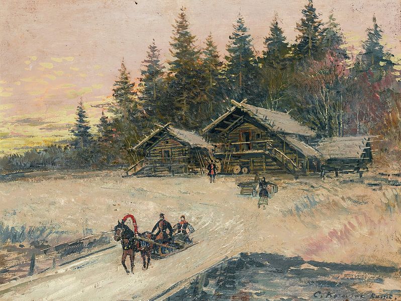 Konstantin Alexejewitsch Korowin - Winterszene mit Troika von Peter Balan