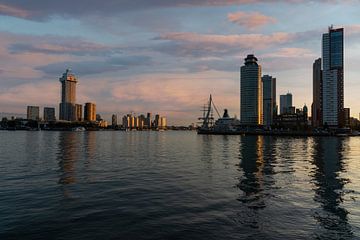 Panorama van Rotterdam, zonsopgang; kop van Zuid. van Ruurd Dankloff