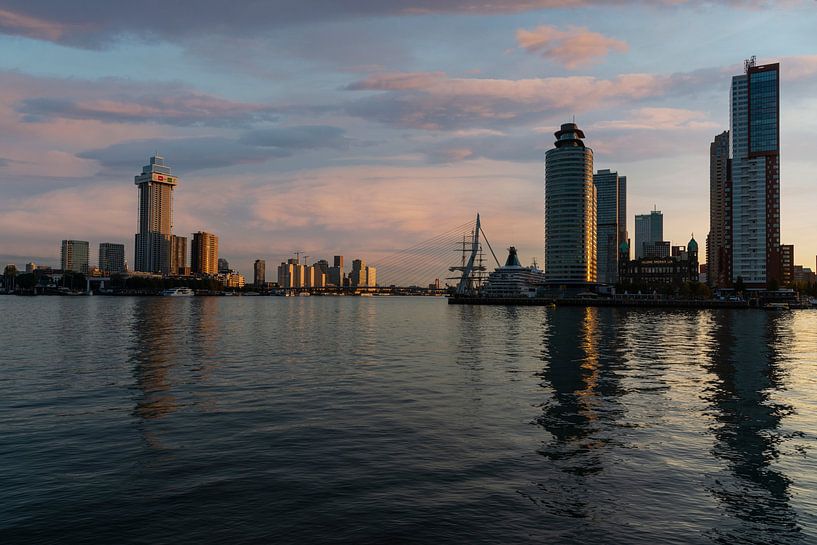 Panorama of Rotterdam, sunrise; head of South. by Ruurd Dankloff