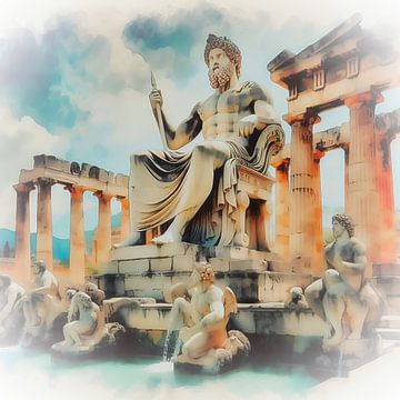 Standbeeld van Zeus in Olympia (Griekenland) van Digital Art Nederland