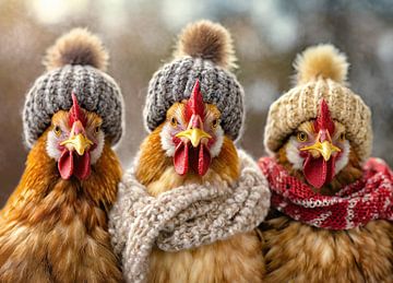 Chickens in winter by Ans Bastiaanssen