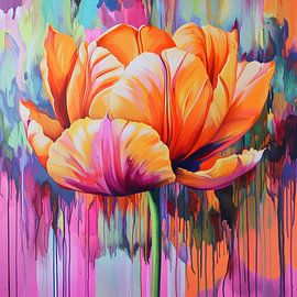 Abstrakte Tulpe farbenfroh und modern von Wilma Mesman
