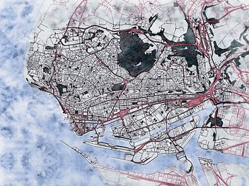 Kaart van Le Havre in de stijl 'White Winter' van Maporia