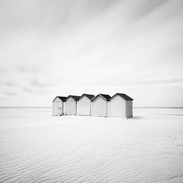 Vijf strandhutten. Normandië, Frankrijk van Stefano Orazzini