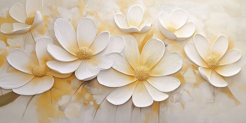 Flowers in white and yellow by Bert Nijholt