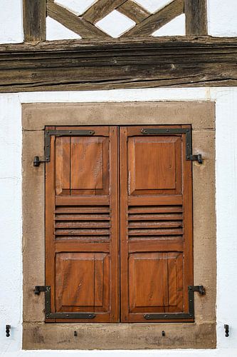 King door with shutters and latticework