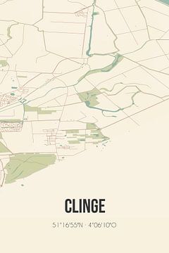 Vintage map of Clinge (Zeeland) by Rezona