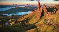 Old Man of Storr Panorama in de dageraad
