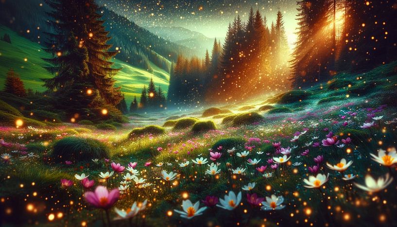 Glittering floral dream at dusk by artefacti