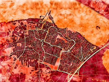 Kaart van Huizen in de stijl 'Amber Autumn' van Maporia