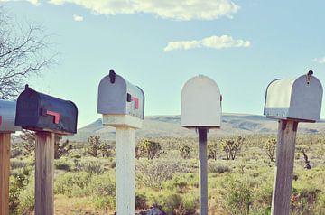 Amerikaanse brievenbussen in de woestijn van Arizona van Carolina Reina