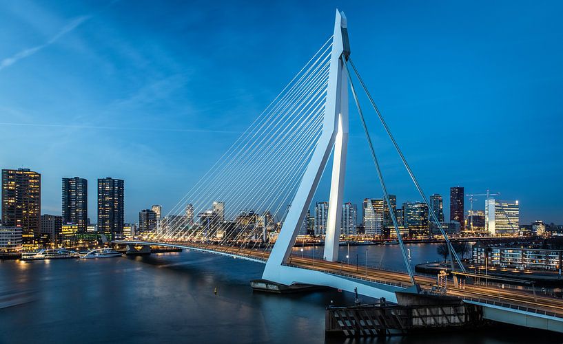 Le pont Erasmus avec la ligne d'horizon de Rotterdam. par Claudio Duarte