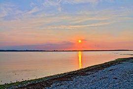 Zonsondergang op het strand van Laboe aan de Oostzee