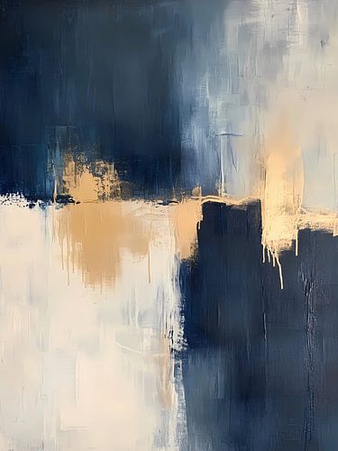 Blue Gold Abstract Painting