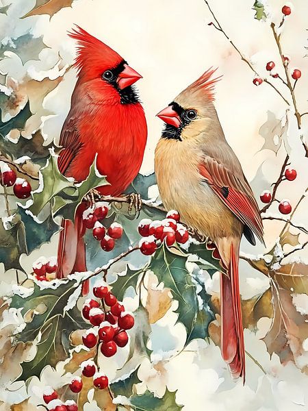 Cardinals On Holly by haroulita