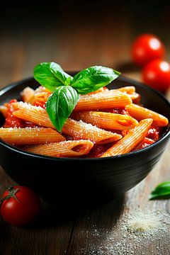 Pasta bowl met verse tomaten en basilicum van Poster Art Shop