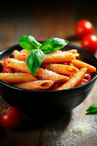 Pasta bowl met verse tomaten en basilicum